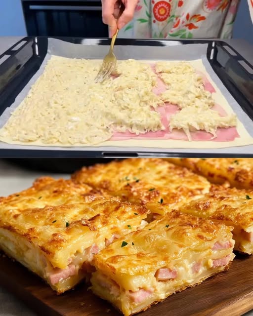 Cheesy Potato and Ham Puff Pastry Bake: A Comforting Delight