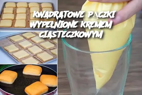 KWADRATOWE PĄCZKI WYPEŁNIONE KREMEM CIASTECZKOWYM