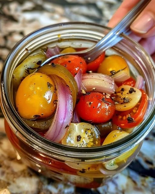 Pickled Cherry Tomatoes, Red Onions, and Cucumbers: A Tangy and Refreshing Side Dish