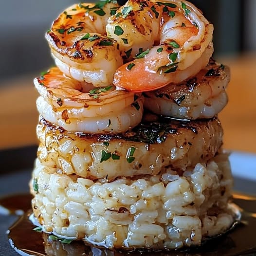 Garlic-Infused Butter Shrimp and Rice Tower: A Show-Stopping Dinner