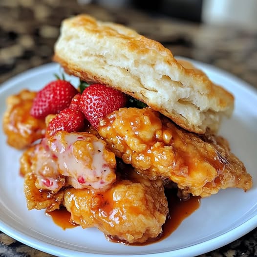 Spicy Hot Honey Buffalo Chicken with Sweet Strawberry Biscuits: A Sweet and Savory Delight