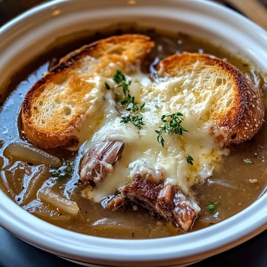 French Onion & Short Rib Soup with Gruyère Croutons: A Luxurious Twist on a Classic