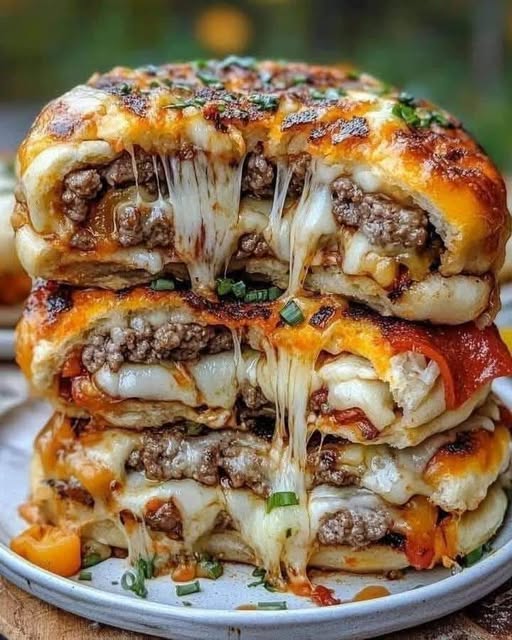 Deliciously Cheesy Crockpot Pizza Burgers