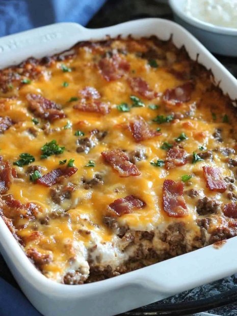 Low-Carb Bacon Cheeseburger Casserole: A Keto-Friendly Comfort Dish