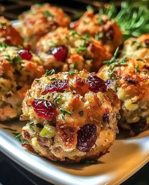 Cranberry Turkey Stuffing Balls: Bite-Sized Holiday Flavor in Every Bite