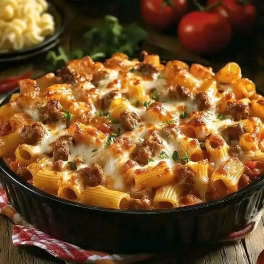 Baked Pasta with Cheese and Meat: A Comforting, Cheesy Delight