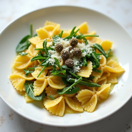 Farfalle with Lemony Arugula and Crispy Capers: A Fresh, Zesty Pasta Delight