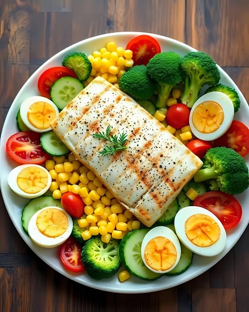 Grilled Fish and Cucumber Plate