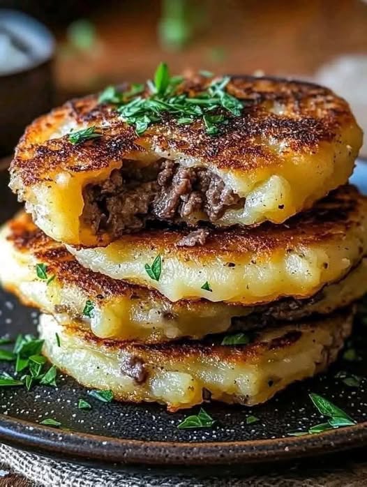 Stuffed Potato Pancakes with a Cheesy Twist: Crispy, Savory Perfection