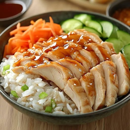 Delicious Chicken Rice Bowl with Veggies and Sauce: A Nourishing, Flavor-Packed Meal