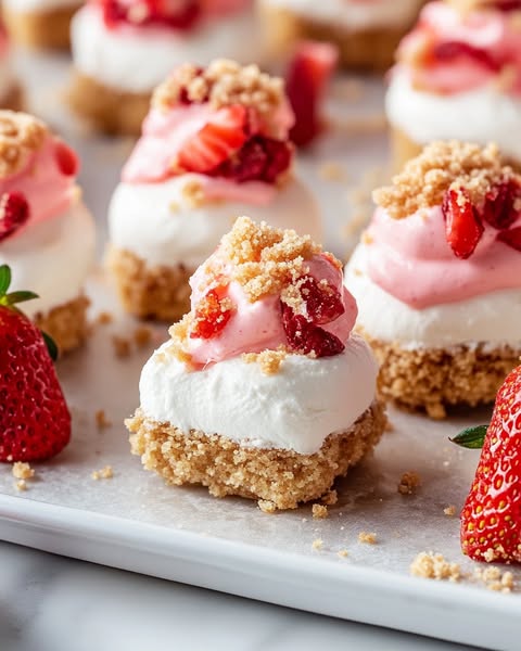 Strawberry Crunch Cheesecake Bites: A Perfect Miniature Delight