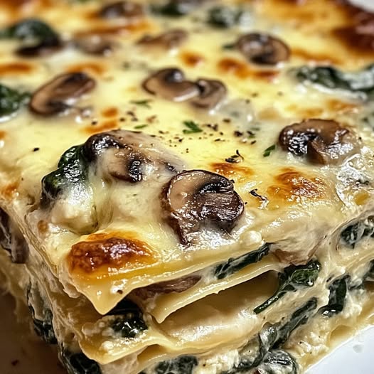 Creamy Spinach & Mushroom Layered Delight: A Hearty, Savory Comfort Dish