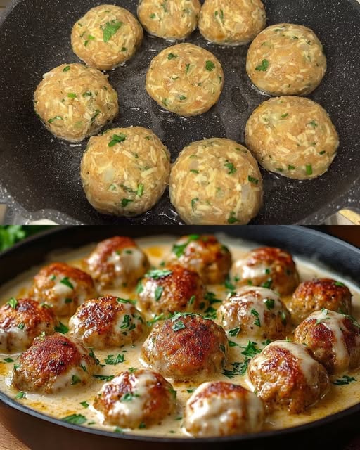 Creamy Chicken Meatballs with Mashed Potatoes: A Comforting, Savory Meal