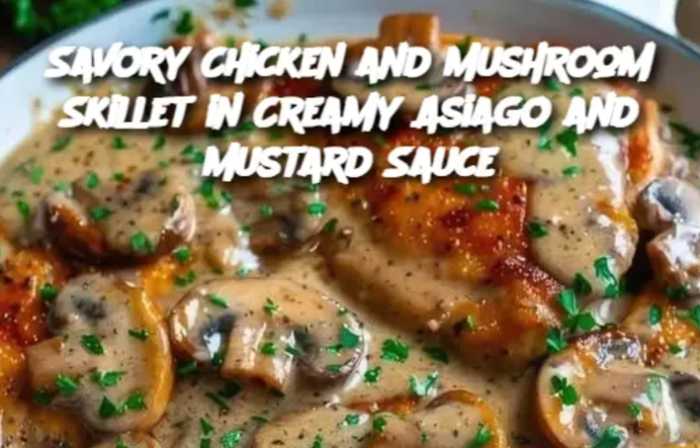 Savory Chicken and Mushroom Skillet in Creamy Asiago and Mustard Sauce