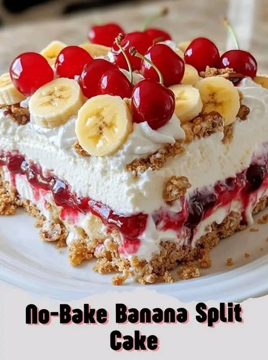 No-Bake Banana Split Cake: A Cool, Creamy Delight