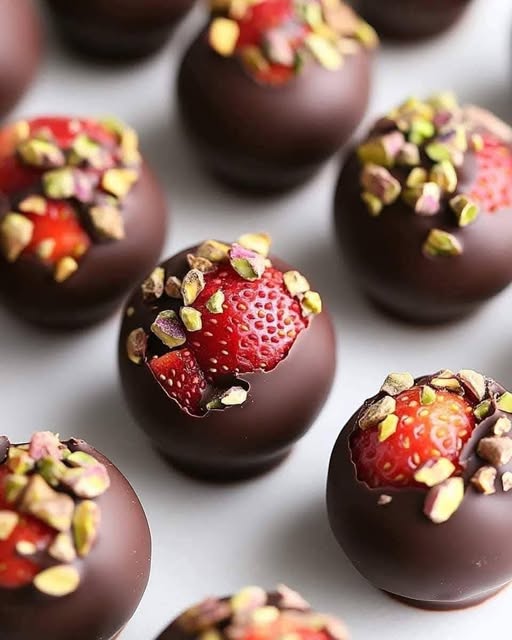 Strawberry Pistachio Dark Chocolate Truffles: A Luxurious Bite of Sweet and Nutty Bliss