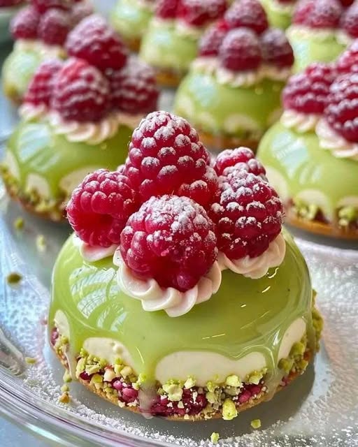 Pistachio & Raspberry Cheesecake Domes: A Decadent Dessert Delight