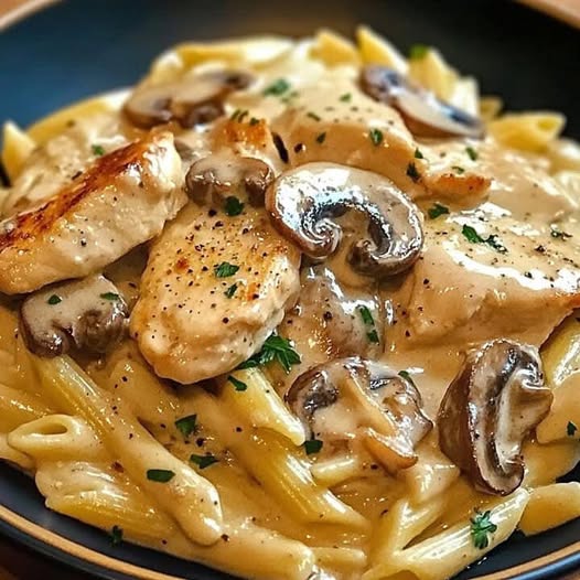 Decadent Chicken and Mushroom Pasta in Creamy Sauce: A Luxurious Comfort Meal