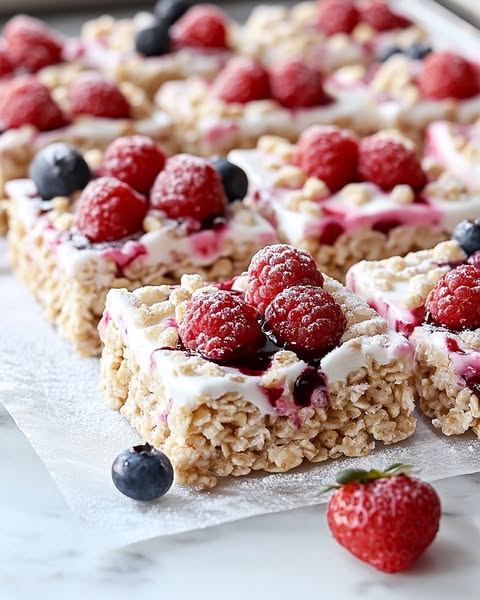 Berries and Cream Cereal Bars: A Sweet, Crunchy Delight