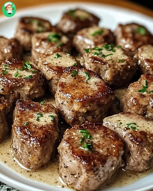 Tender Steak Bites in Garlic Butter with Creamy Parmesan Sauce: A Decadent Delight