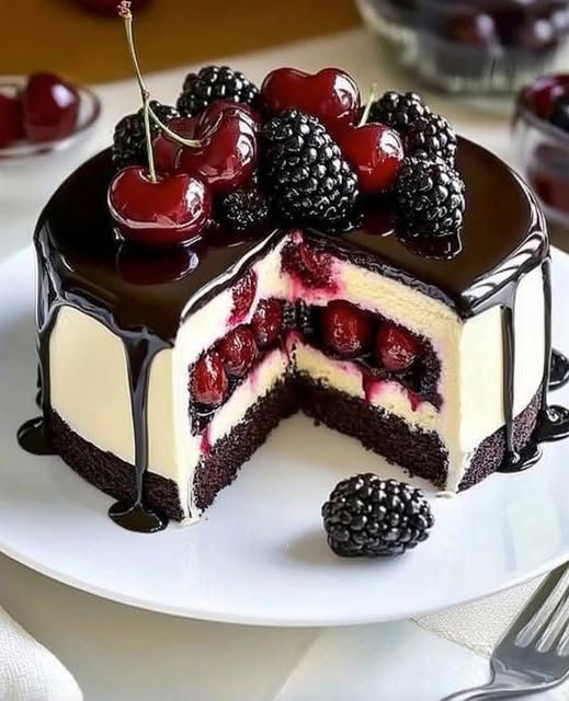 Dive into Decadence: Black Forest Cheesecake Bliss!