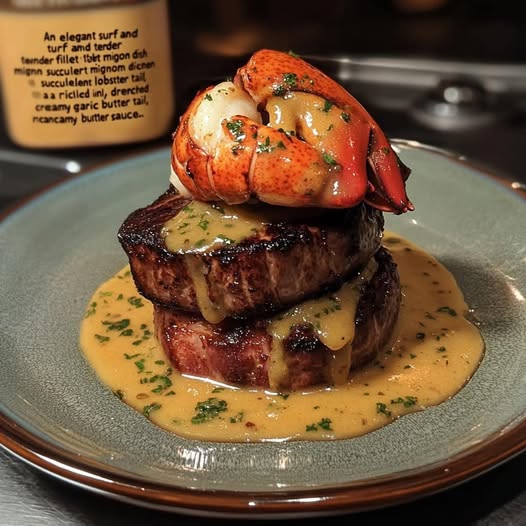 Filet Mignon with Lobster Tail and Creamy Sauce: A Luxurious, Restaurant-Quality Dish