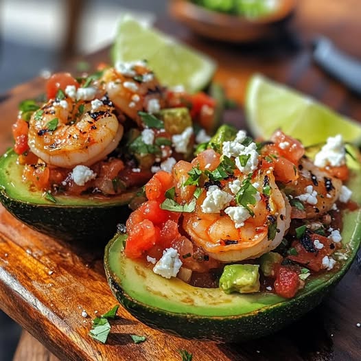 Grilled Avocado "Tacos" with Spicy Shrimp Filling: A Bold, Flavor-Packed Fusion Dish