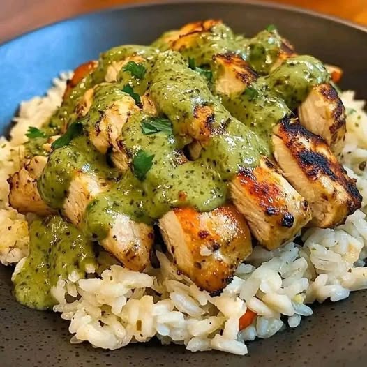 Epic Peruvian Chicken & Rice with Zesty Green Sauce