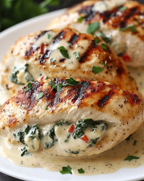 Grilled Stuffed Chicken with Cream Sauce: A Flavorful and Elegant Meal