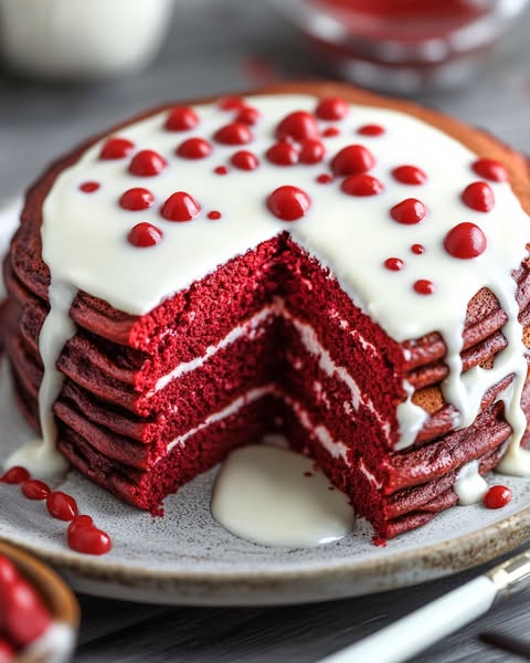 Red Velvet Pancakes with Cream Cheese Glaze: A Sweet and Decadent Breakfast Treat