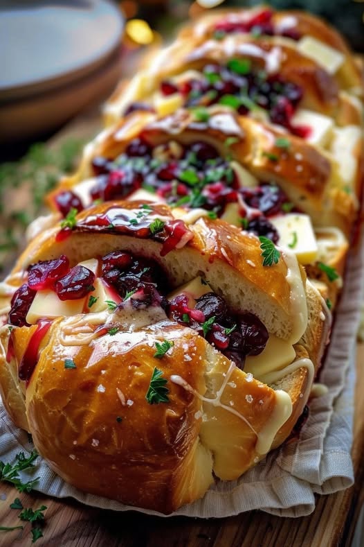 Garlic Herb Sourdough Bread Stuffed with Brie and Cranberry Sauce: A Flavorful and Savory Holiday Delight