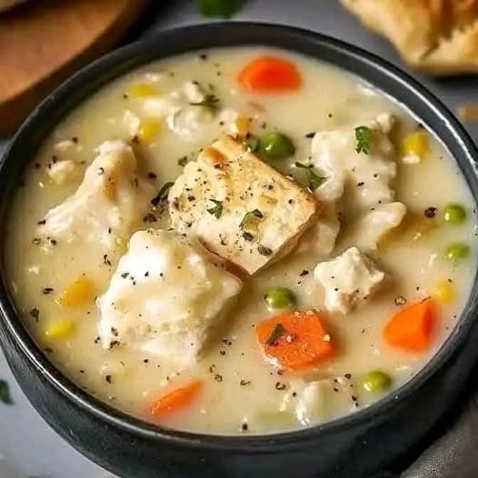 "Soupe de Tarte au Poulet – A Cozy and Comforting Chicken Pot Pie Soup"