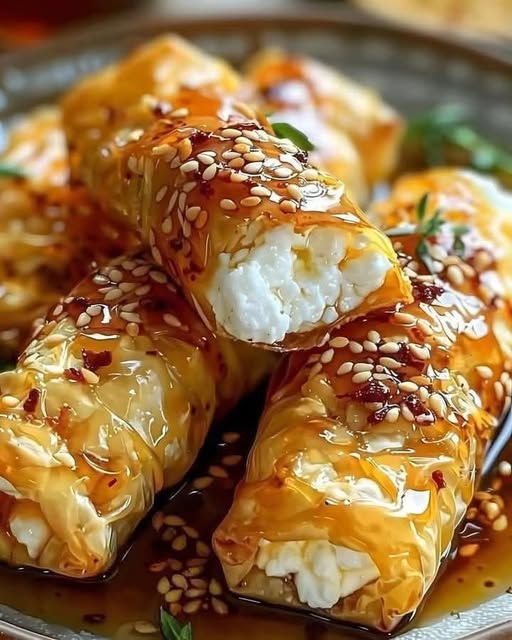 Oven Fried Feta Rolls with Chili Honey: A Crispy, Spicy, Sweet Delight