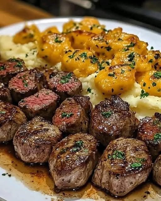 Ribeye Steak Bites and Cheesy Smashed Potatoes: A Flavor-Packed Comfort Meal