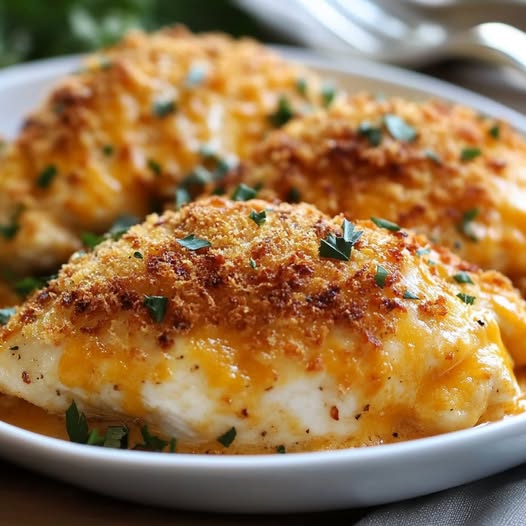 Crispy Cheddar-Coated Baked Chicken: A Flavorful, Crunchy Delight