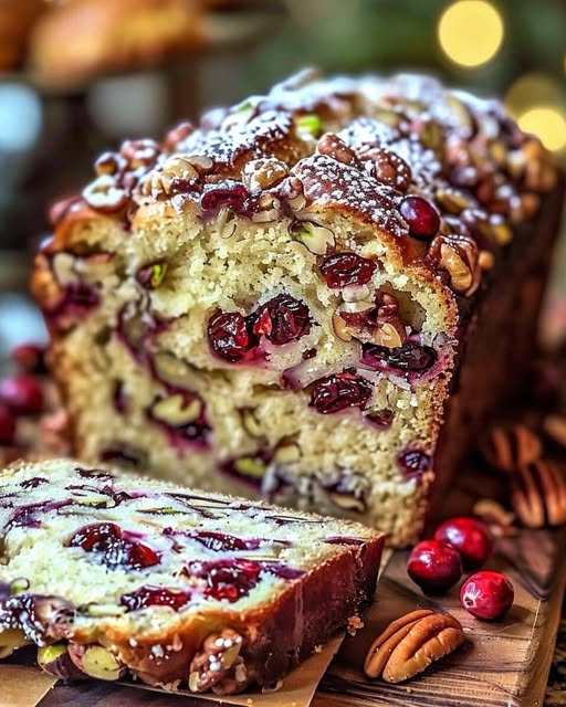 Holiday White Chocolate Cranberry Pecan Pistachio Bread