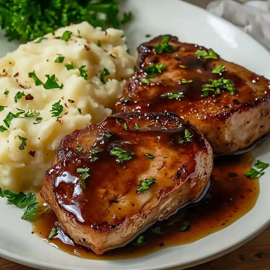 Sweet Honey Garlic Pork Chops with Creamy Mashed Potatoes: A Comforting, Flavorful Meal