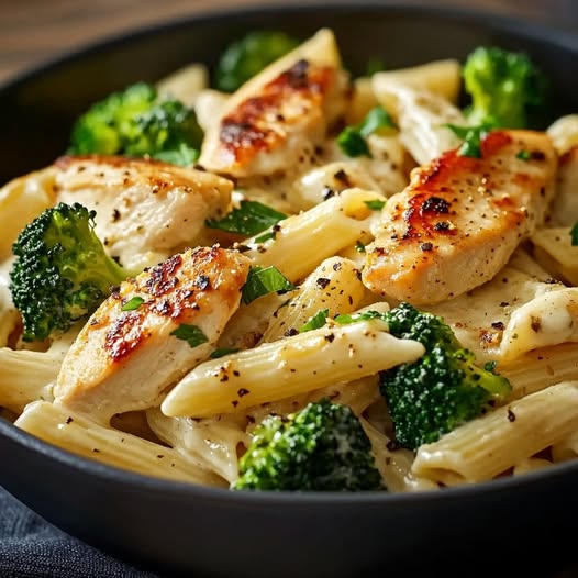 Tuscan Chicken Alfredo with Penne and Fresh Broccoli: A Creamy, Flavor-Packed Comfort Dish