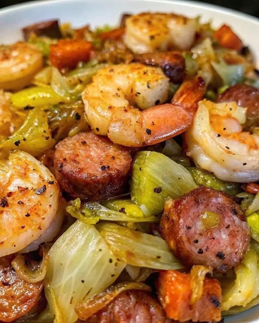 "Fried Cabbage with Shrimp & Sausage – A Hearty, Flavorful Southern Delight!"