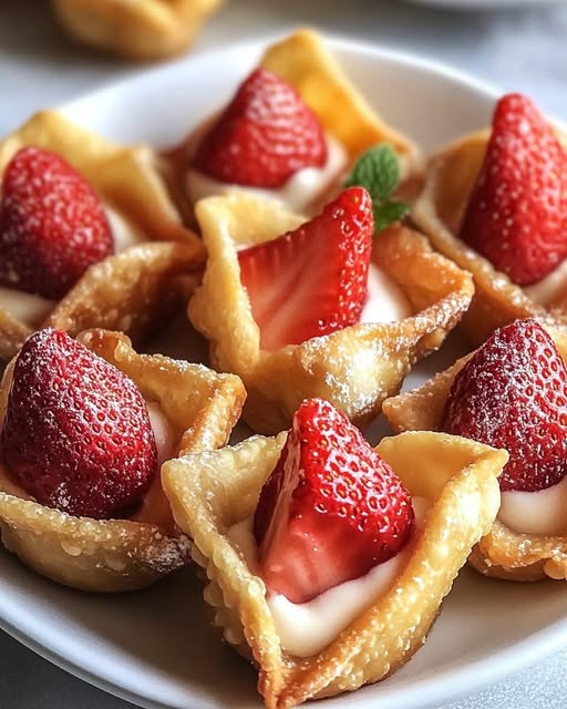 Crispy Strawberry Cheesecake Wonton Bites: Sweet, Crispy, and Irresistibly Creamy