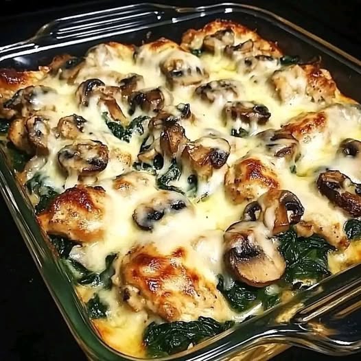 Chicken, Spinach, and Mushroom Low-Carb Oven Dish: A Hearty, Healthy Meal