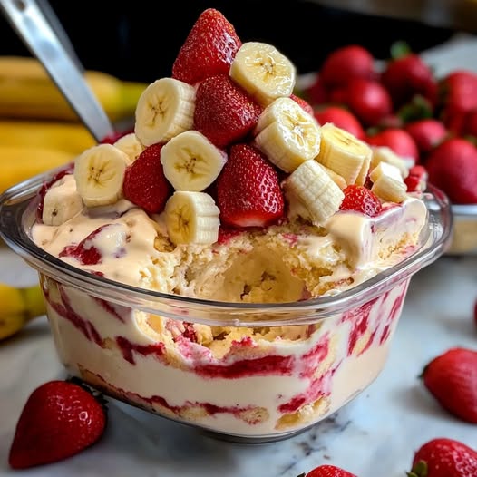 "Strawberry Banana Pudding – A Creamy, Fruity Dessert Everyone Will Love!"