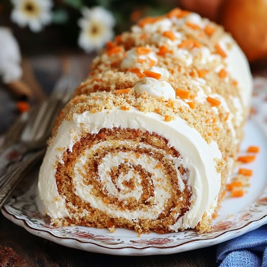 Carrot Cake Roll with Cream Cheese Filling: A Sweet, Fluffy Delight