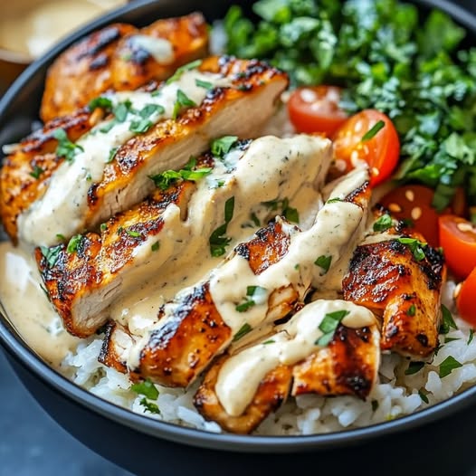 Garlic-Infused Chicken & Rice Bowls with Creamy Sauce: A Comforting, Flavorful Meal