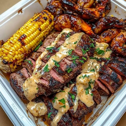 Grilled Steak, Honey BBQ Wings, and Cajun Shrimp with Corn on the Cob: A Flavorful Summer Feast