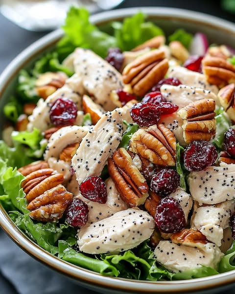 Cranberry Pecan Chicken Salad with Poppy Seed Dressing: A Sweet and Savory Delight