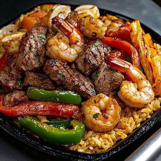 Cajun Surf and Turf Skillet with Bell Peppers and Onions: A Flavorful Feast in One Pan