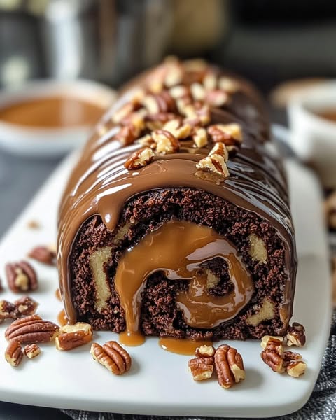 Chocolate Caramel Turtle Cake Roll: A Heavenly Combination of Chocolate, Caramel, and Nuts