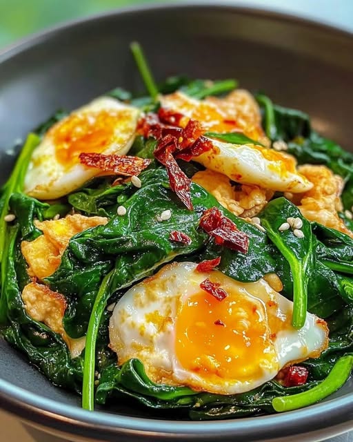 Spinach & Egg Stir-Fry Delight: A Quick and Nutritious One-Pan Meal