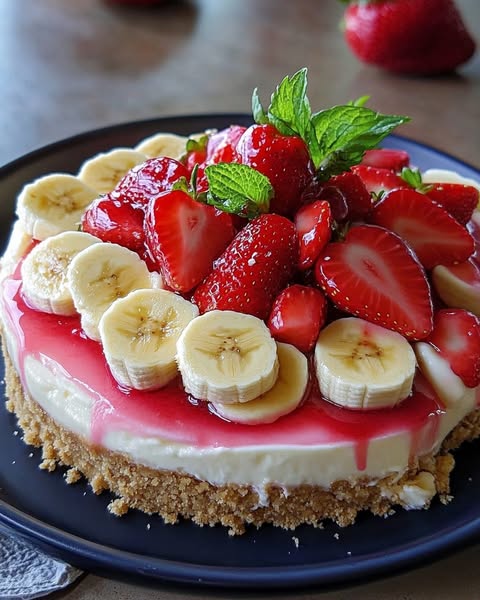 Banana-Strawberry Cheesecake Fantasy: A Creamy, Fruity Twist on Classic Cheesecake